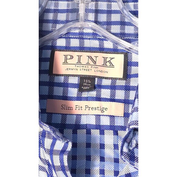 Thomas Pink Slim Fit Blue/White Check Shirt 15.5"/39cm - Picture 5 of 8